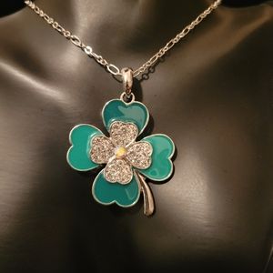 2/$20 St. Patrick's Day Rhinestone Clover Necklace